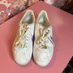 Women's White and Gold Sneakers